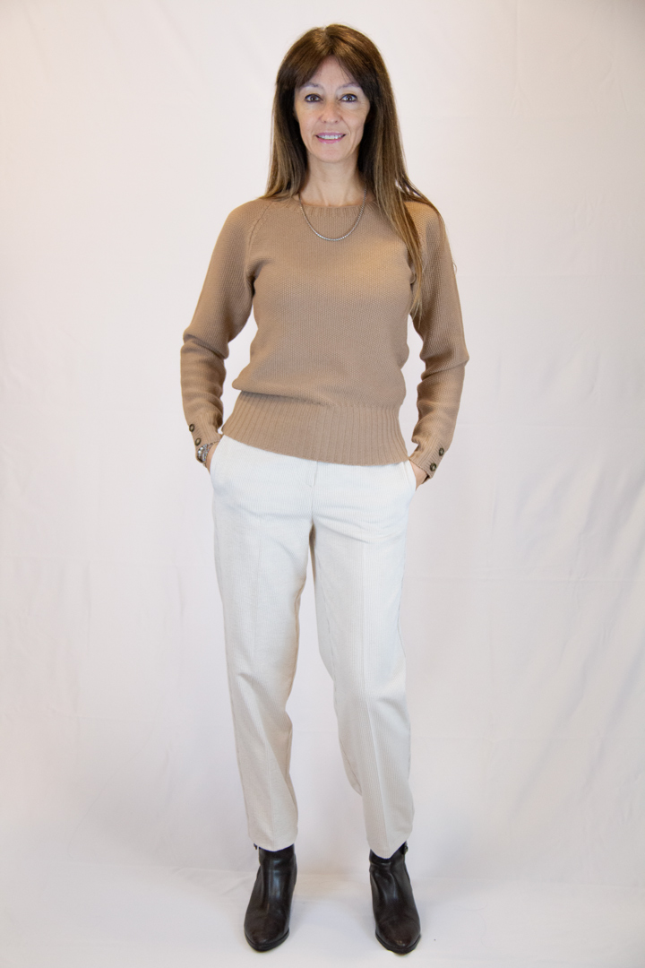 Pantalone velluto colore panna