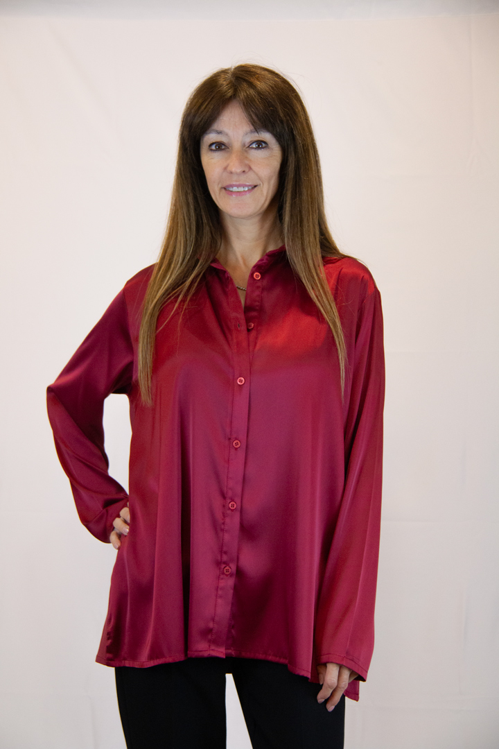 Camicia misto seta colore borgogna - immagine 3