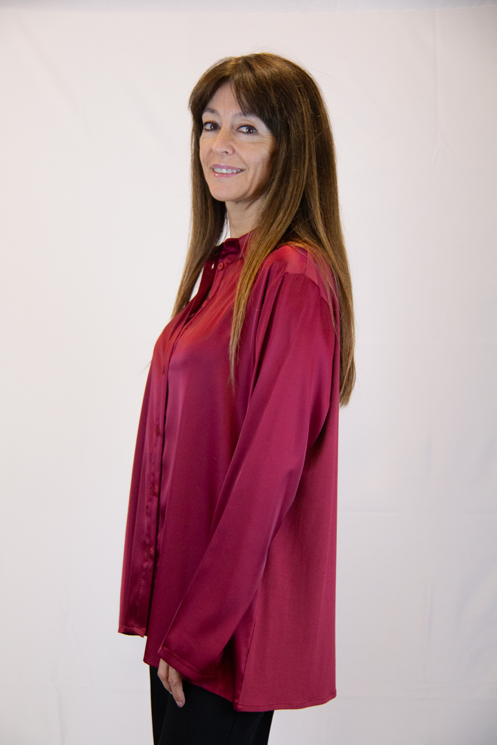 Camicia misto seta colore borgogna - immagine 2
