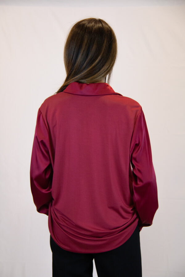 Camicia misto seta colore borgogna - immagine 4