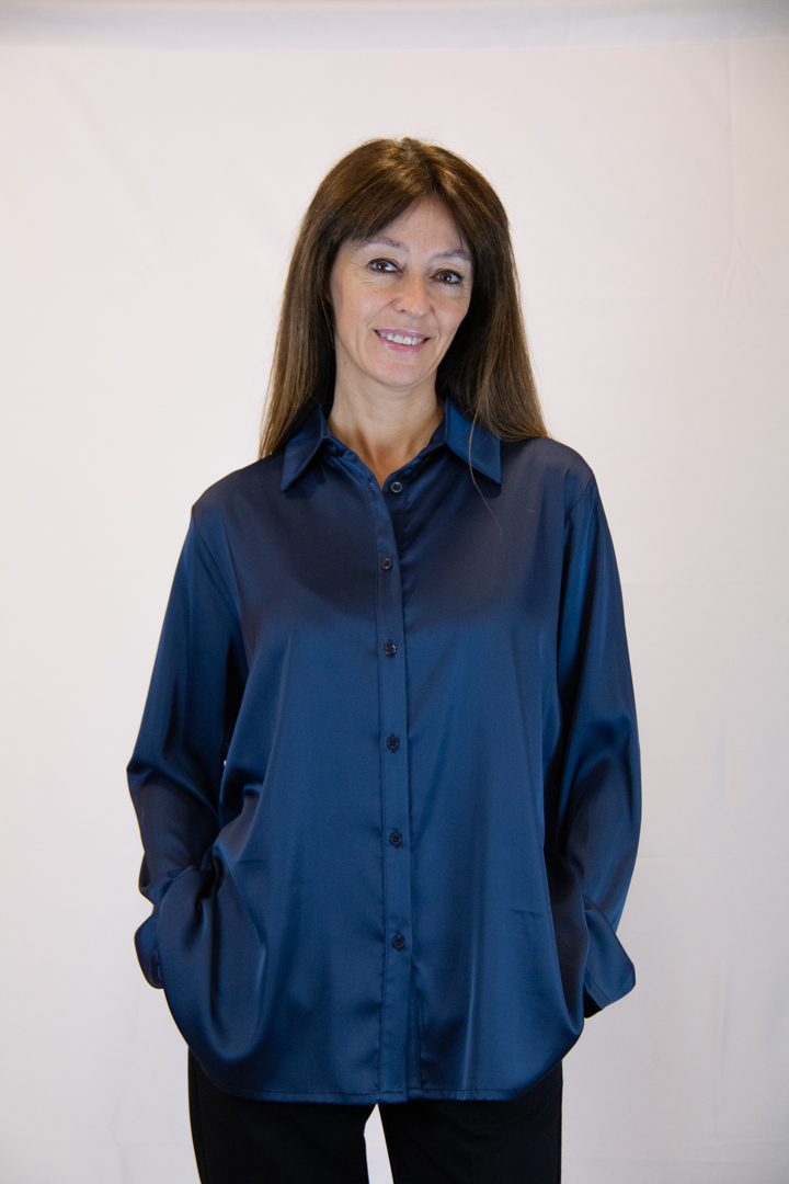 Camicia in misto seta colore blu - immagine 2