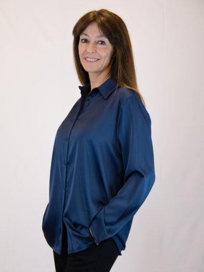 Camicia in misto seta colore blu