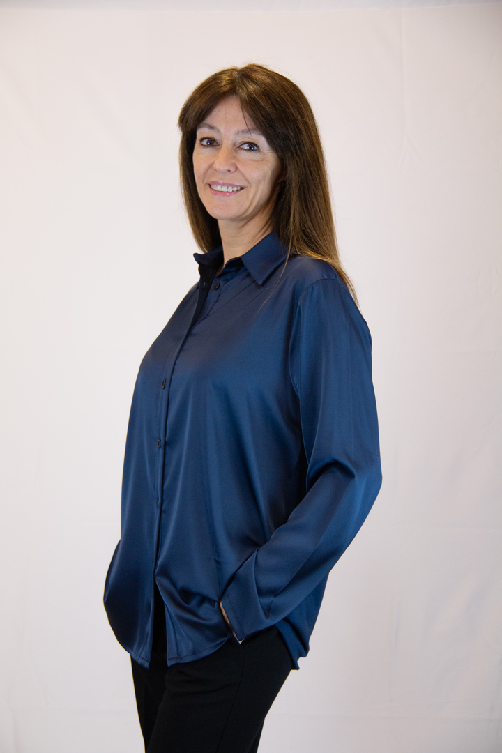 Camicia in misto seta colore blu