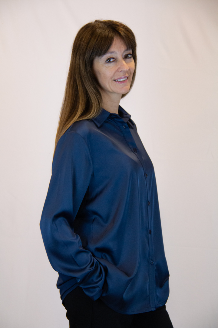 Camicia in misto seta colore blu - immagine 3