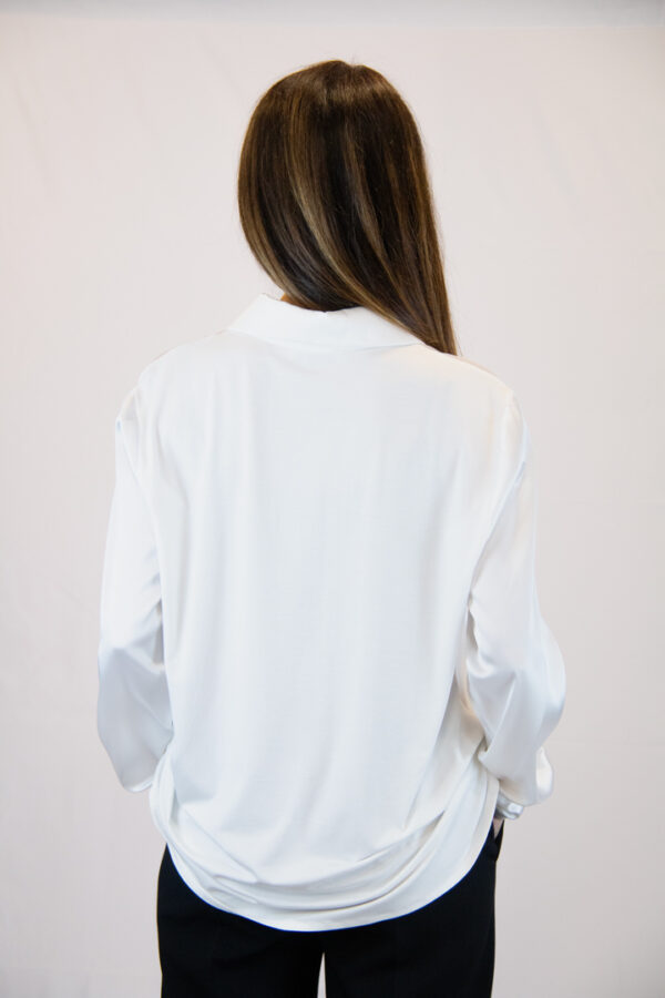 Camicia misto seta colore bianco - immagine 4