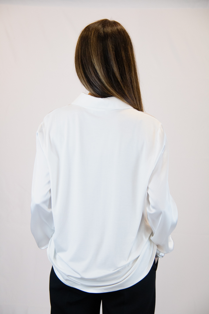 Camicia misto seta colore bianco - immagine 4
