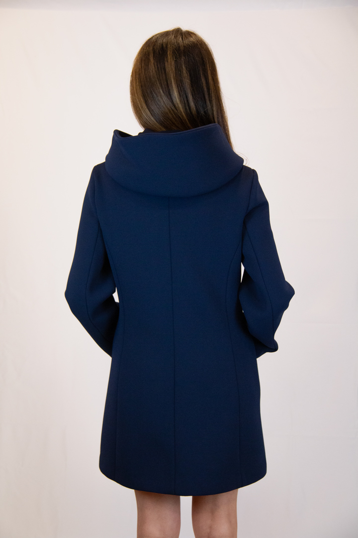 Cappotto colore blu tessuto scuba - immagine 4