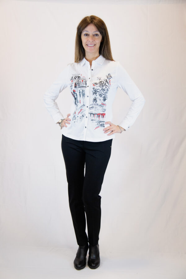 Camicia bianca fantasia artistica - immagine 4