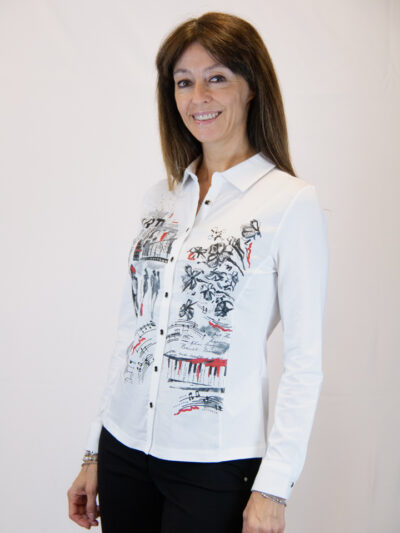 Camicia bianca fantasia artistica