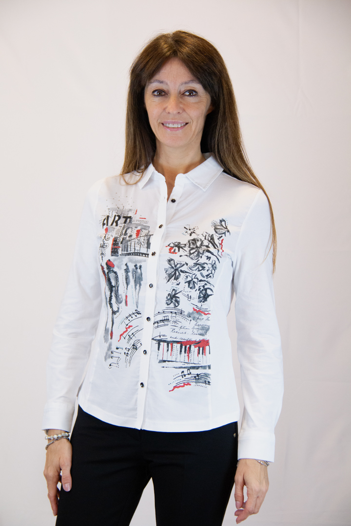 Camicia bianca fantasia artistica - immagine 2