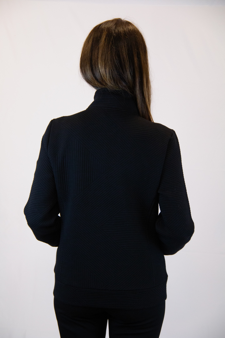 Giubbotto nero bitessuto zip - immagine 4