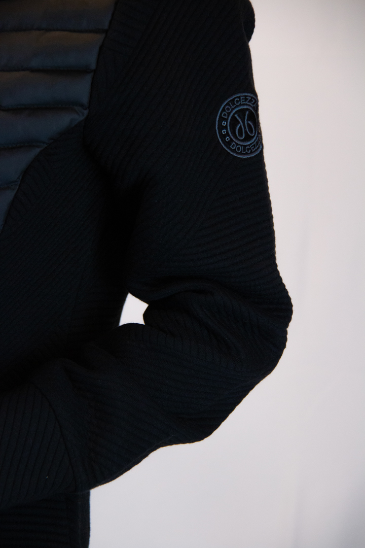 Giubbotto nero bitessuto zip - immagine 5