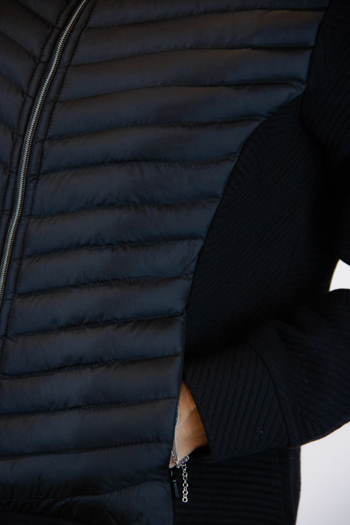 Giubbotto nero bitessuto zip - immagine 6