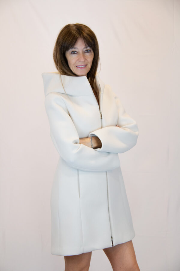 Cappotto panna tessuto scuba