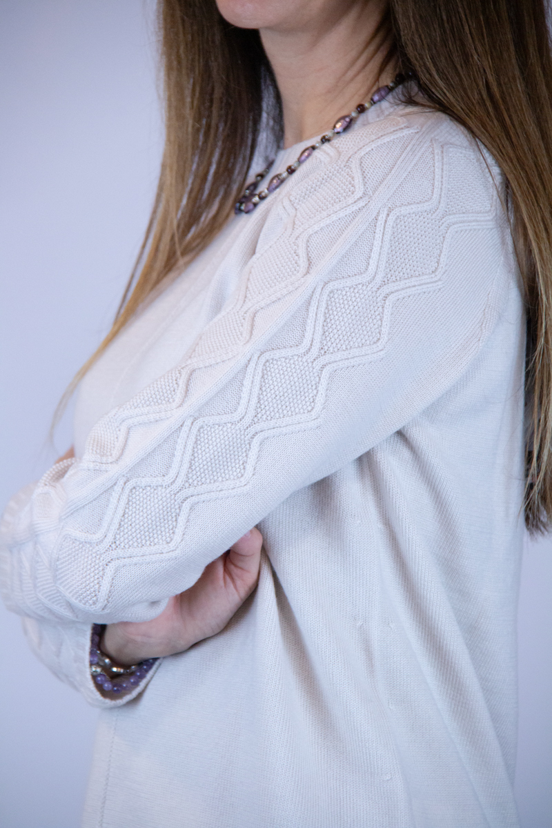 Maglia pura lana vergine colore panna - immagine 5