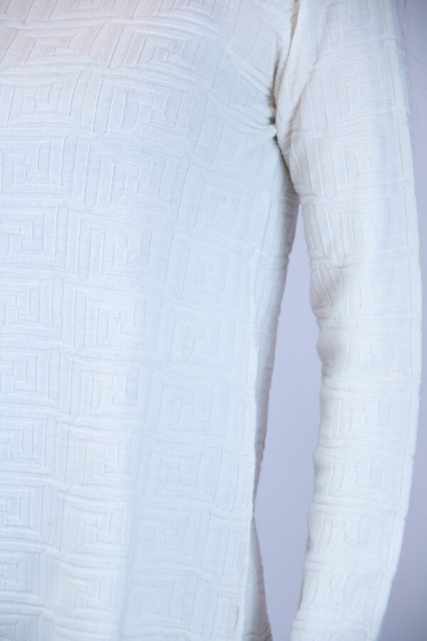 Maglia merinos colore panna con disegno a rilievo - immagine 3
