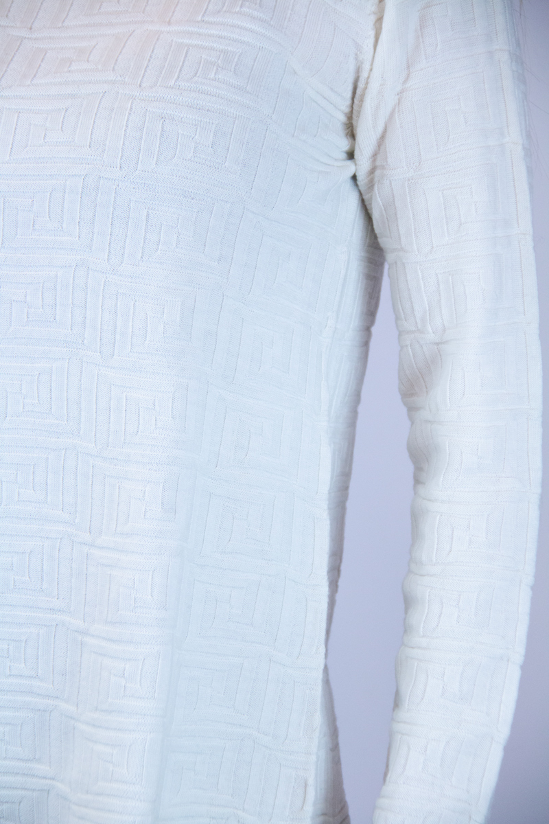 Maglia merinos colore panna con disegno a rilievo - immagine 3