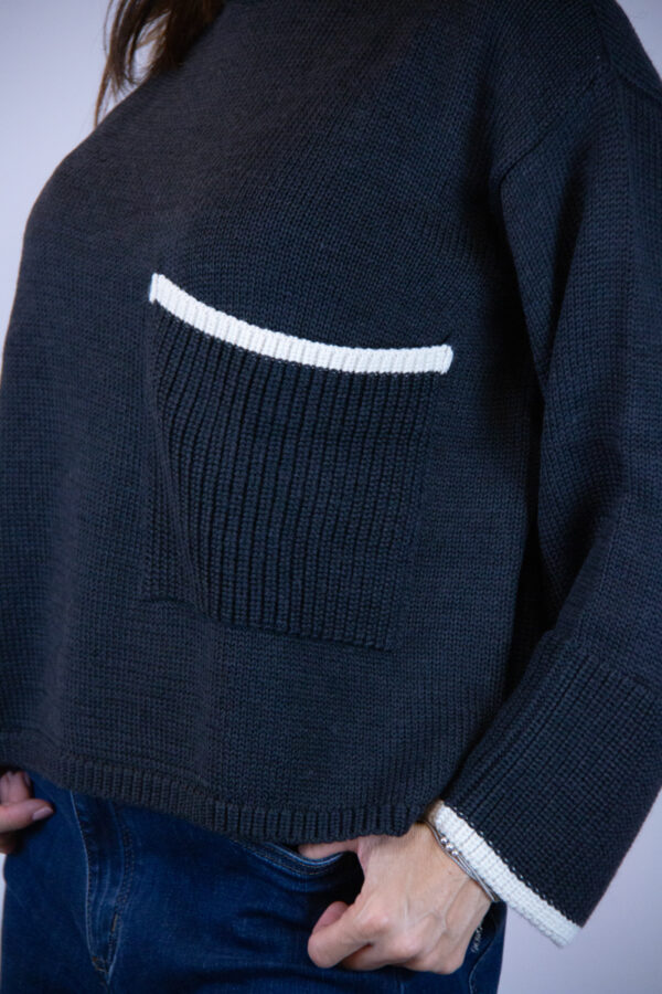 Maglia over giro collo colore grigio piombo - immagine 3