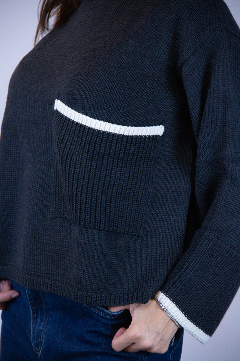 Maglia over giro collo colore grigio piombo - immagine 3