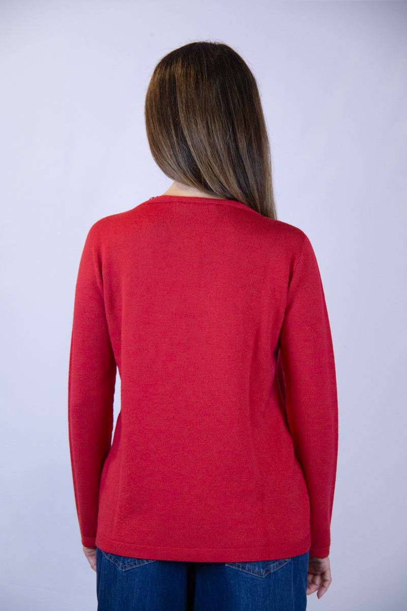 Maglia giro collo rossa lana cashmere - immagine 4