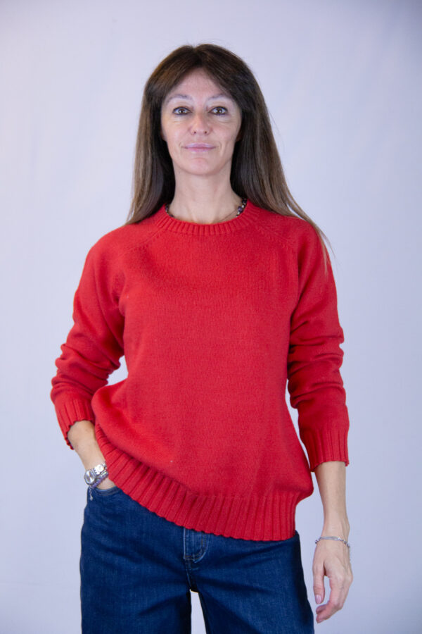 Maglia giro collo rossa lana cashmere - immagine 3