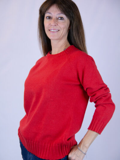 Maglia giro collo rossa lana cashmere