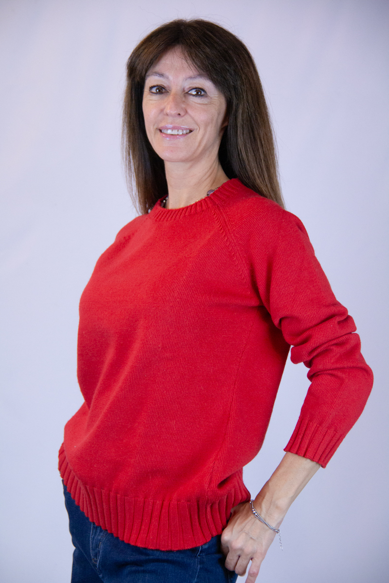Maglia giro collo rossa lana cashmere