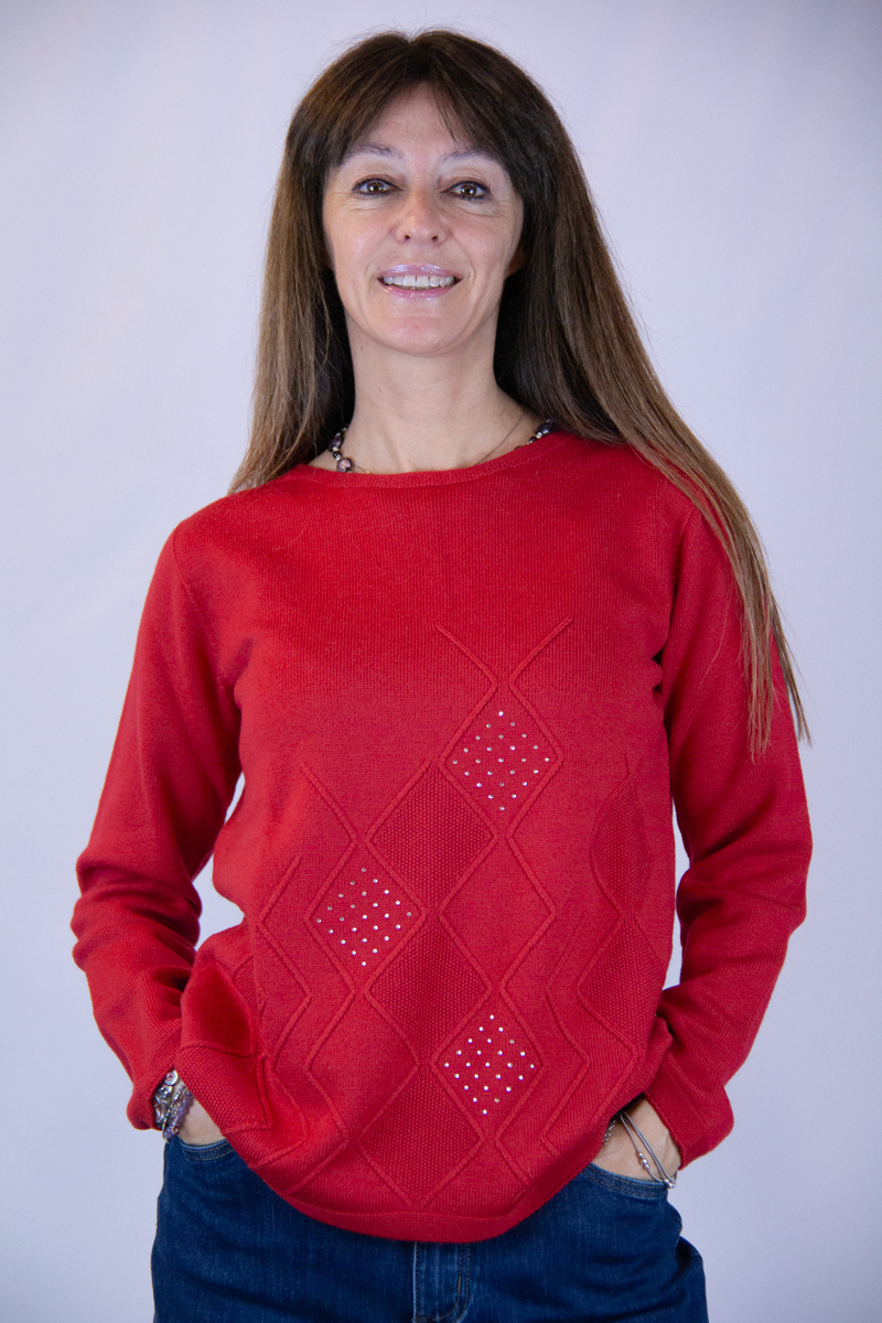 Maglia giro collo rossa lana cashmere - immagine 2