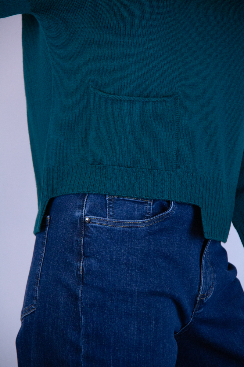 Maglia verde gucci lana merinos asimmetrica - immagine 3