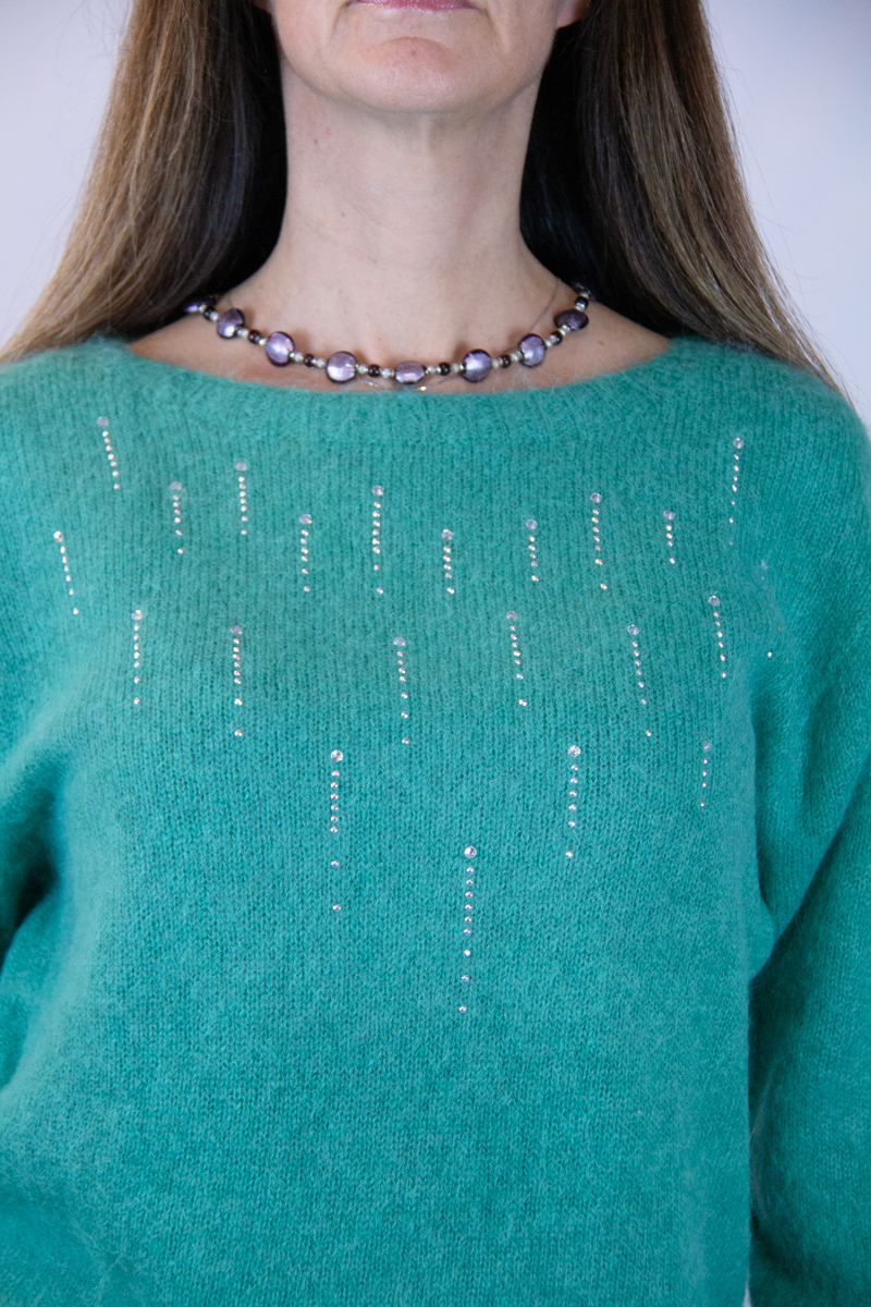 Maglia lana alpaca pelosetta con strass - immagine 3
