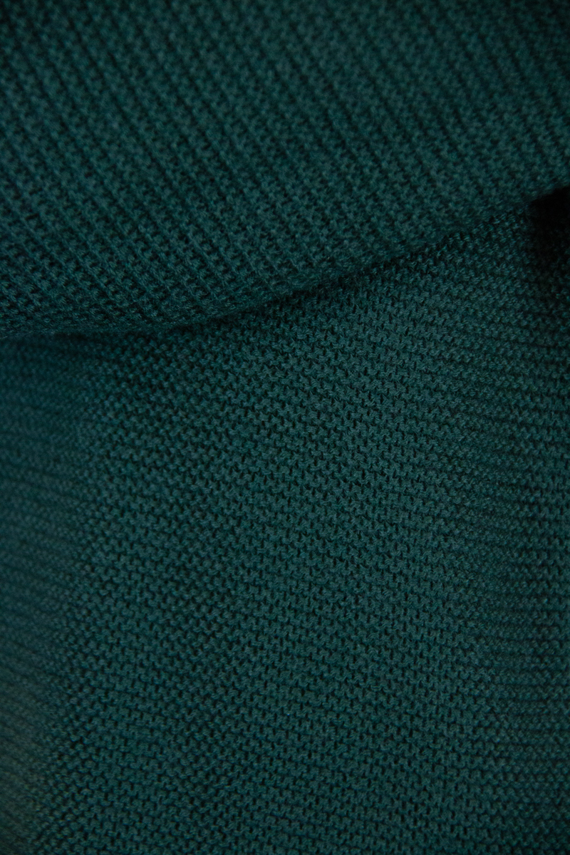 Maglia verde militare collo a camino misto lana - immagine 4