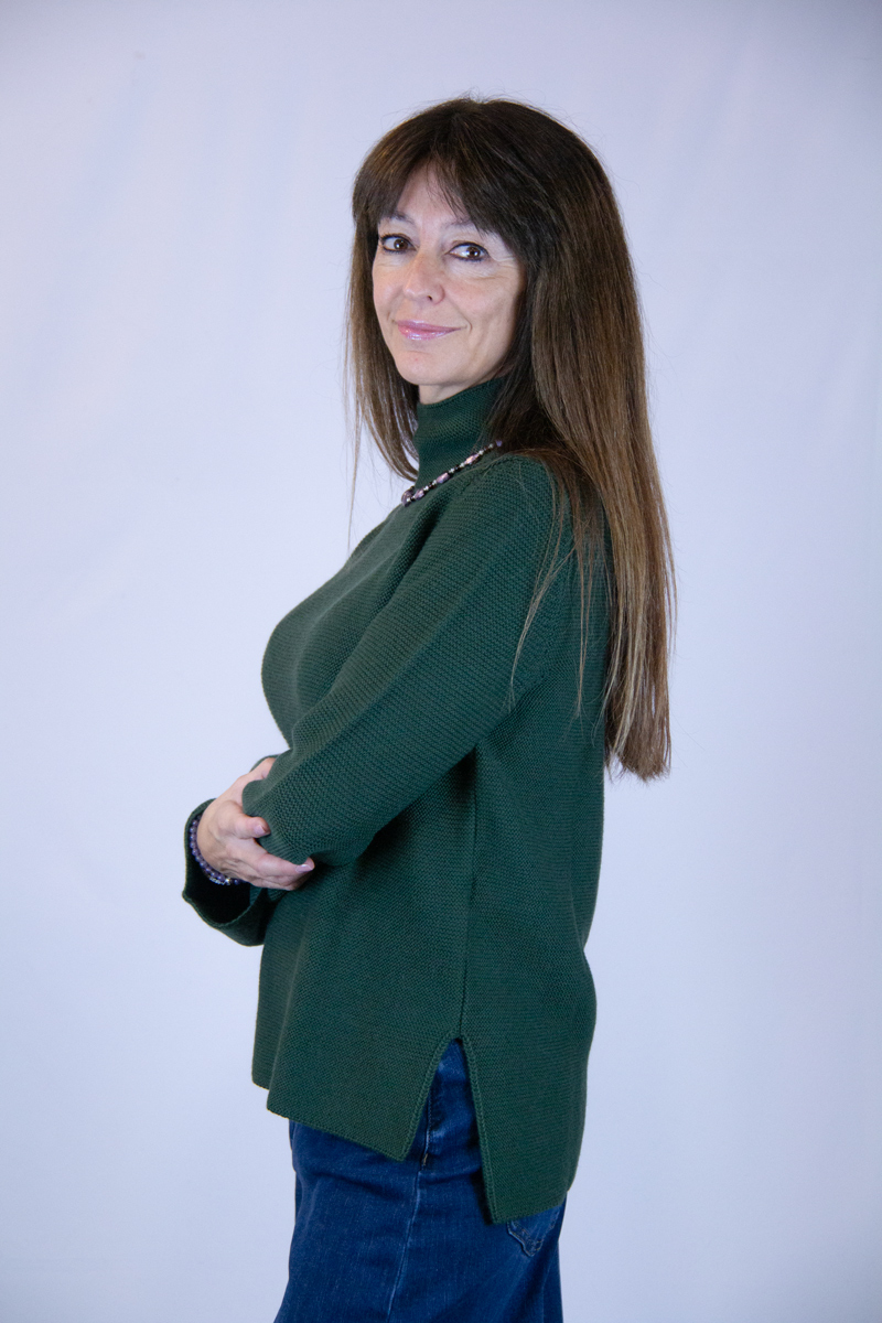 Maglia verde militare collo a camino misto lana - immagine 2