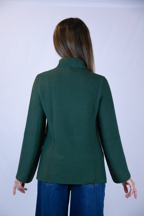 Maglia verde militare collo a camino misto lana - immagine 5