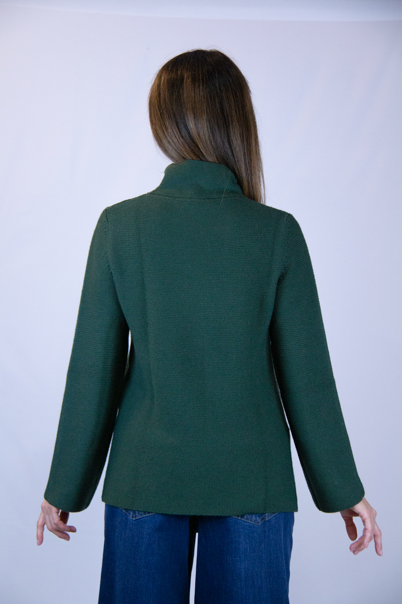 Maglia verde militare collo a camino misto lana - immagine 5