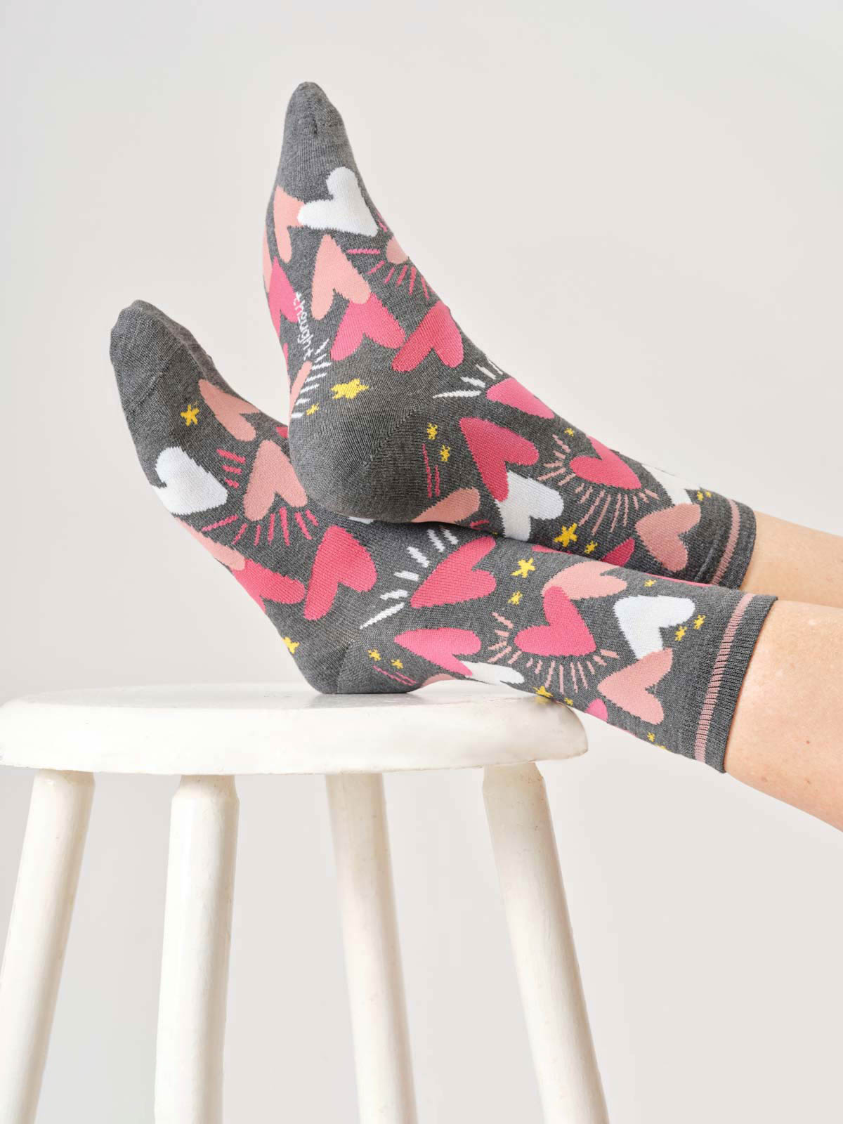 Calzini in fibra di bamboo donna con cuori e stelle