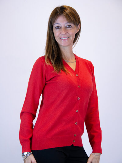 Cardigan rosso in lana cashmire
